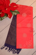 DARK PINK COLOUR BODY WITH GOLDEN ZARI BUTTA WITH CONTRAST BLOUSE & BORDER