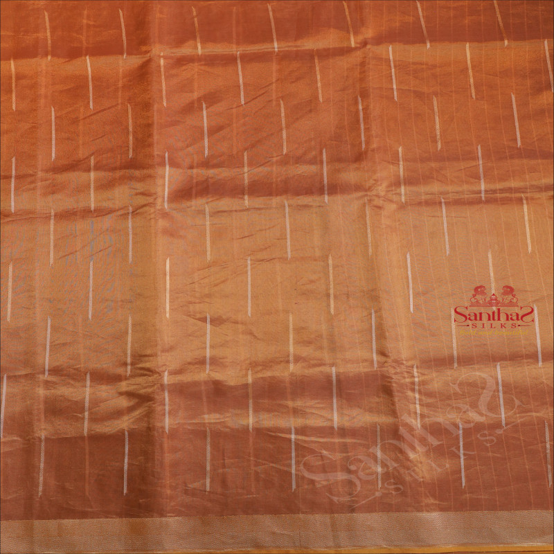  KHATAN SILK SAREE WITH ZARI BORDER AND MOTIF IN GOLDEN COLOUR WITH SELF BLOUSE