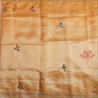  TISSUE SAREE WITH HAND EMBORIDERY WORK IN METALIC GOLD COLOUR
