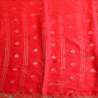 SATIN BANARAS SAREE IN BLOOD RED COLOUR