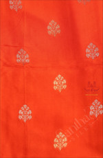 SATIN BANARAS SAREE IN RUST ORANGE COLOUR 