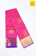 Pink Pure Silk Saree with Purple Zari Border