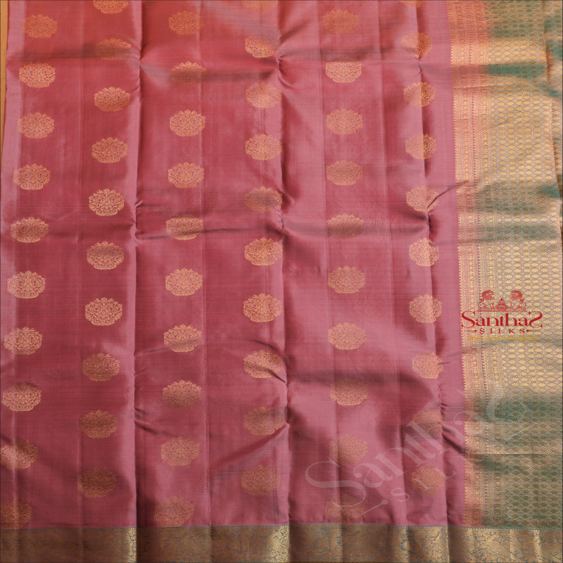 PASTEL VIOLET COLOUR BODY WITH GOLDEN ZARI BIG BUTTA WITH CONTRAST BLOUSE & BORDER