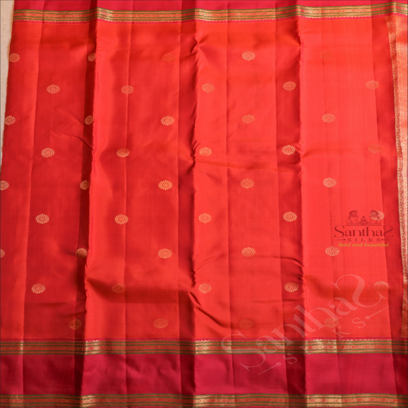 RUST ORANGE COLOUR BODY WITH CHAKRA MOTIFS AND CONTRAST PALLU & BLOUSE