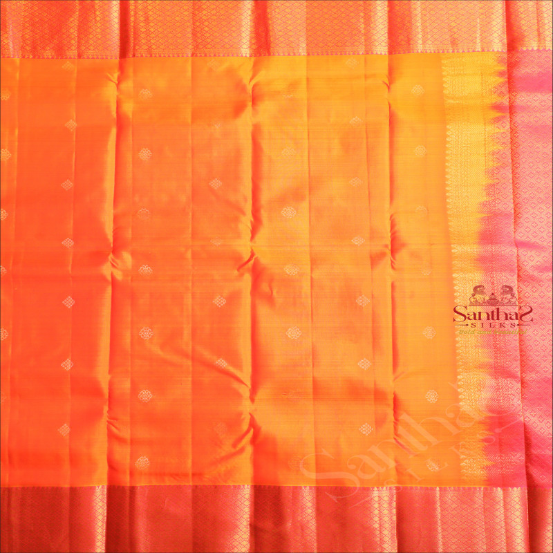 MANGO YELLOW COLOUR BODY WITH GOLDEN ZARI BUTTAS AND CONTRAST PALLU & BLOUSE