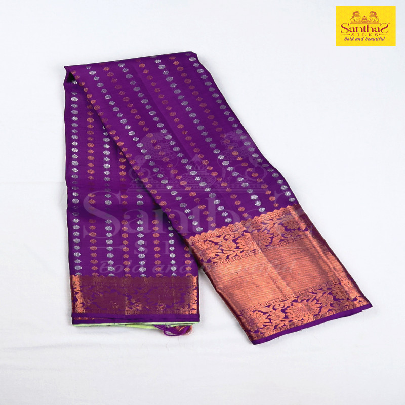 Vadamali Pure Silk Saree with Copper Long Zari  Border