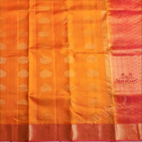 MANGO YELLOW COLOUR BODY WITH GOLDEN ZARI MOTIFS AND CONTRAST PALLU & BLOUSE