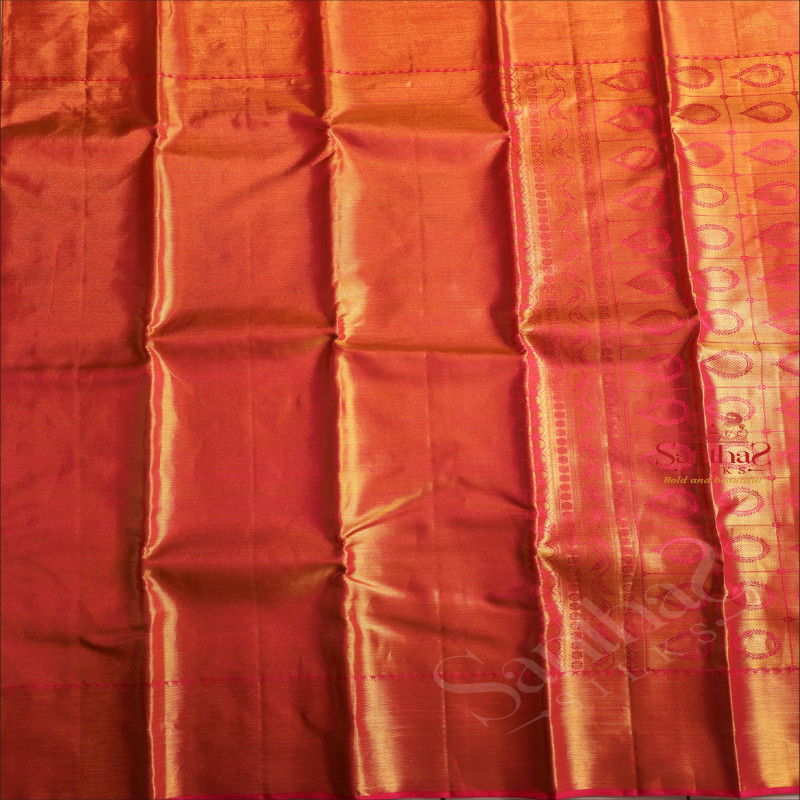 RANI PINK & GOLD COLOUR MIXED BODY AND SELF PALLU & BLOUSE