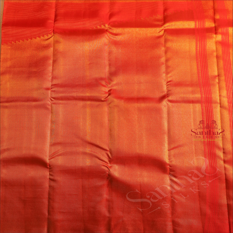 RED AND GOLDEN MIXED COLOR AND SELF PALLU & BLOUSE