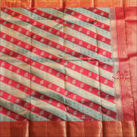 AQUA BLUE & DARK ROSE COLOUR MIXED BODY WITH GOLDEN ZARI FANCY DESIGN PATTERN AND CONTRAST PALLU & BLOUSE