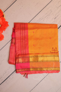 yellow-colour-checked-body-with-thread-butta-with-contrast-blouse-border