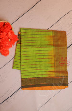 GREEN COLOUR BODY WITH THREAD STRIPS WITH SELF BLOUSE