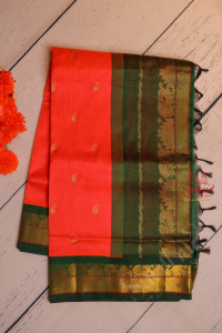 orange-colour-body-with-golden-zari-mango-butta-with-contrast-blouse-border