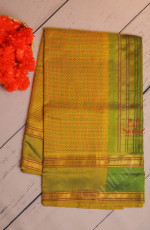 YELLOW COLOUR BODY WITH THREAD BUTTA WITH CONTRAST BLOUSE & BORDER