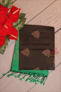 black-colour-body-with-golden-zari-butta-with-conrast-blouse-border