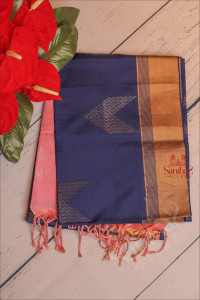 indigo-blue-colour-body-with-golden-zari-butta-with-contrast-blouse-border