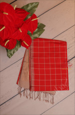 RED COLOUR CHECKED BODY WITH CONTRAST BLOUSE & BORDER