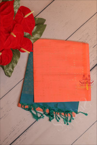 light-orange-colour-body-with-golden-zari-fancy-butta-with-contrast-blouse-border