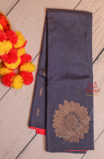 DARK BLUE COLOUR BODY WITH GOLDEN ZARI FLORAL BUTTA WITH CONTRAST BLOUSE