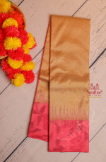 LIGHT BRONZE BROWN COLOUR BODY WITH GOLDEN ZARI STRIPS WITH CONTRAST BLOUSE & BORDER