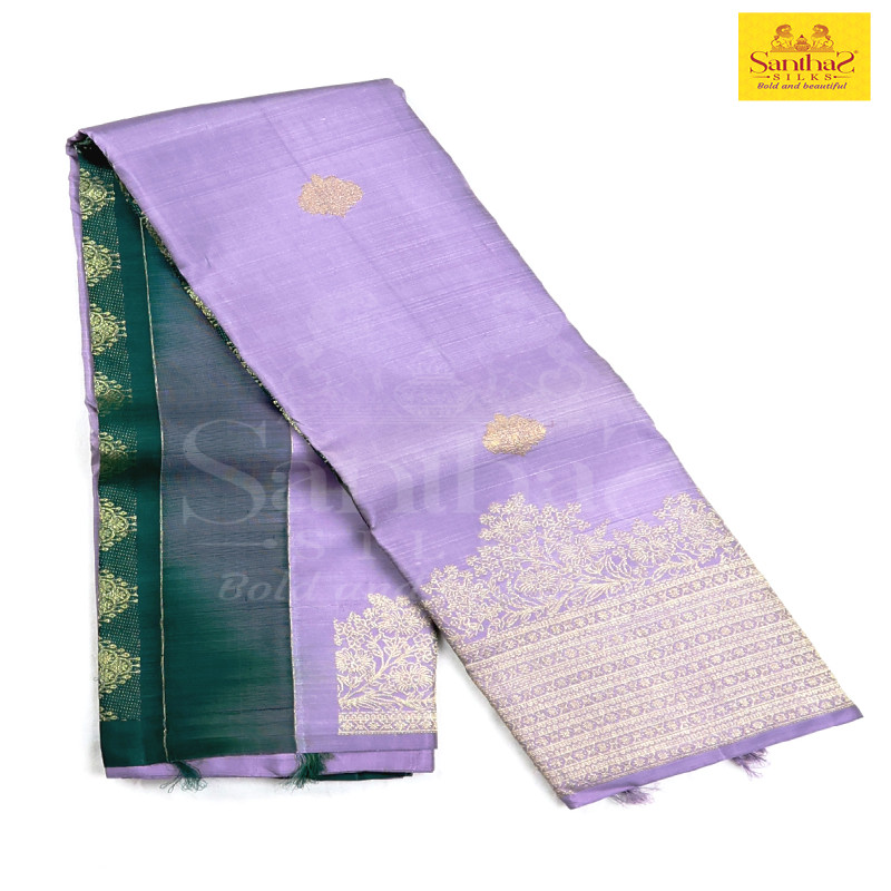 Lilac Shade Pure Silk Saree with Turning Border