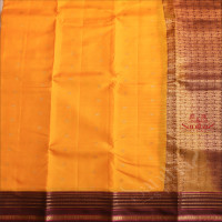 BRIGHT YELLOW COLOUR BODY WITH GOLDEN ZARI BUTTAS AND CONTRAST PALLU & BLOUSE