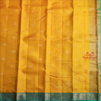 LEMON YELLOW COLOUR BODY WITH GOLDEN ZARI BUTTAS AND CONTRAST PALLU & BLOUSE
