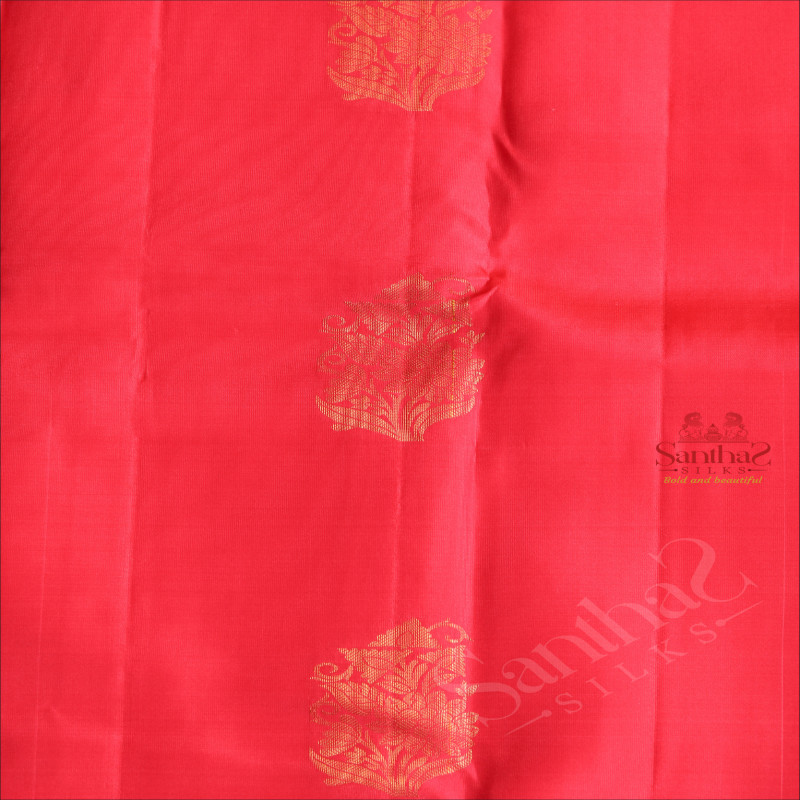 RANI PINK COLOUR BODY WITH GOLDEN ZARI FLOWER MOTIFS AND CONTRAST PALLU & BLOUSE