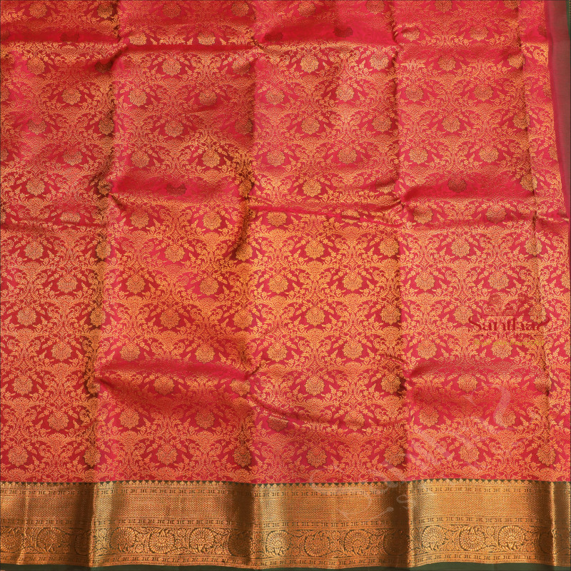 MAGENTA COLOUR BODY WITH GOLDEN ZARI HEAVY DESIGNS AND CONTRAST PALLU & BLOUSE