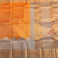 GREY & MANGO YELLOW COLOUR BODY WITH SILVER ZARI BUTTAS AND CONTRAST PALLU & BLOUSE