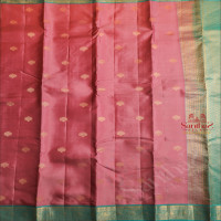 ROUGE PINK COLOUR BODY WITH GOLDEN ZARI BUTTAS AND CONTRAST PALLU & BLOUSE