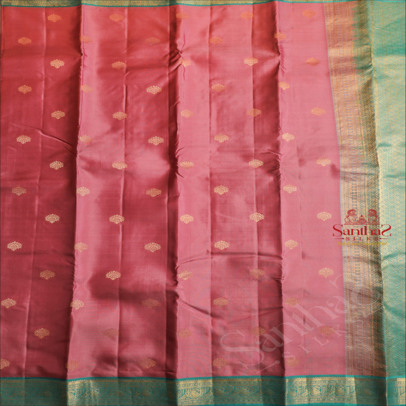 ROUGE PINK COLOUR BODY WITH GOLDEN ZARI BUTTAS AND CONTRAST PALLU & BLOUSE