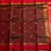 DOUBLE SHADE OF GREEN & MAGENTA COLOUR BODY WITH GOLDEN ZARI CHAKRA MOTIFS AND CONTRAST PALLU & BLOUSE