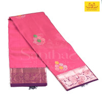 Pink with Magenta Border Pure Silk Saree