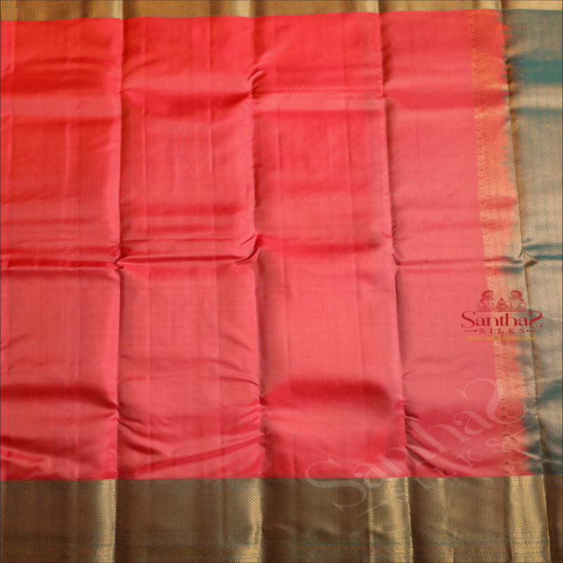 CORAL PEACH COLOUR BODY AND CONTRAST PALLU & BLOUSE