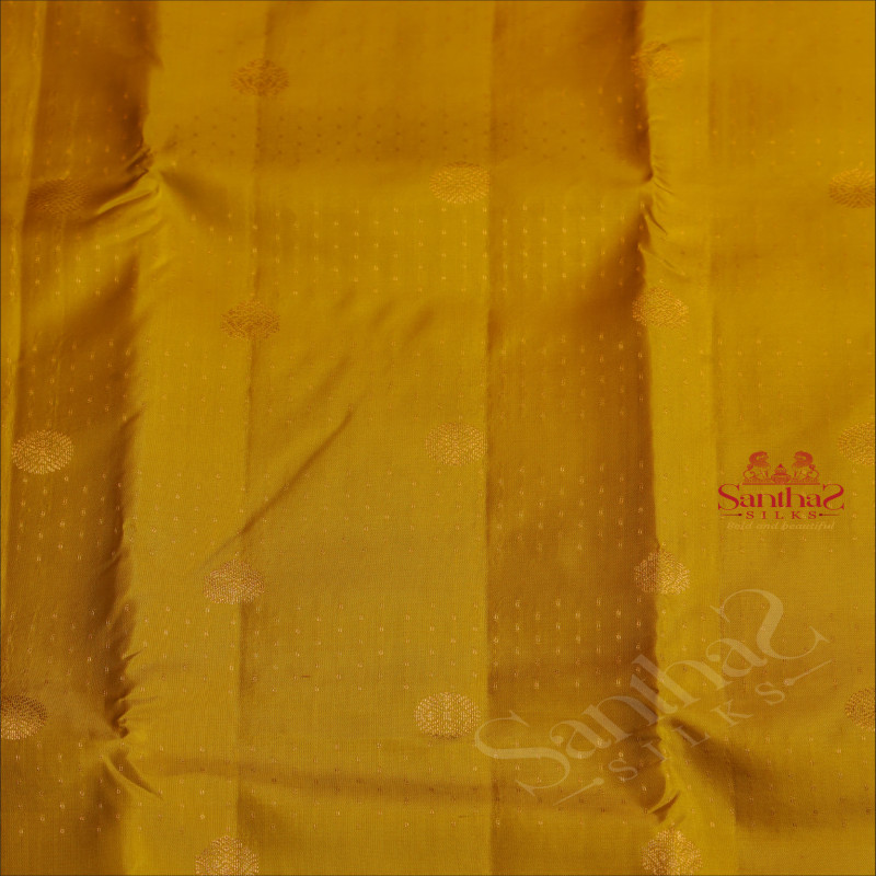 DARK HONEY COLOUR BODY WITH GOLDEN ZARI BUTTAS AND CONTRAST PALLU & BLOUSE