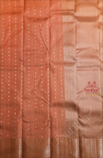 PASTEL FLESH COLOUR WITH SILVER ZARI DHIYA BUTTAS AND SELF COLOUR PALLU & CONTRAST BLOUSE