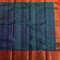 PEACOCK BLUE COLOUR BODY WITH GOLDEN ZARI BUTTAS AND CONTRAST PALLU & BLOUSE