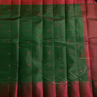 DARK GREEN COLOUR BODY WITH RANI PINK COLOUR ZARI BUTTAS AND SELF COLOUR PALLU & BLOUSE