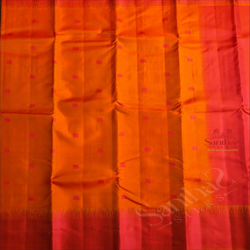 MUSTARD ORANGE COLOUR BODY WITH THREAD BUTTA WITH SELF BLOUSE & BORDER