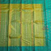 GREEN COLOUR BODY WITH COPPER & SILVER ZARI BUTTAS AND CONTRAST PALLU & BLOUSE