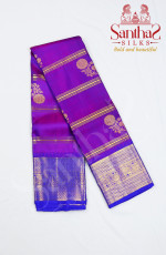 Magenta Pure Silk Saree with Violet Border
