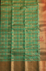 THYME GREEN COLOUR CHECKED BODY WITH ZARI BUTTA WITH CONTRAST BLOUSE & BORDER