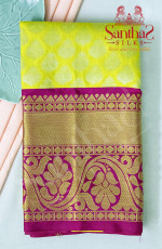 LEMON YELLOW BODY IN JARI BUTTA WITH CONTRAST BLOUSE & BORDER