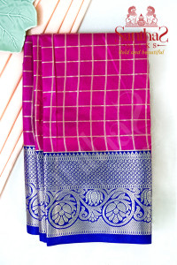 rani-pink-body-in-checked-pattern-with-contrast-blouse-border