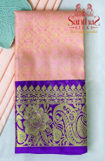 BABY PINK BODY IN FLORAL PATTERN WITH CONTRAST BLOUSE & BORDER