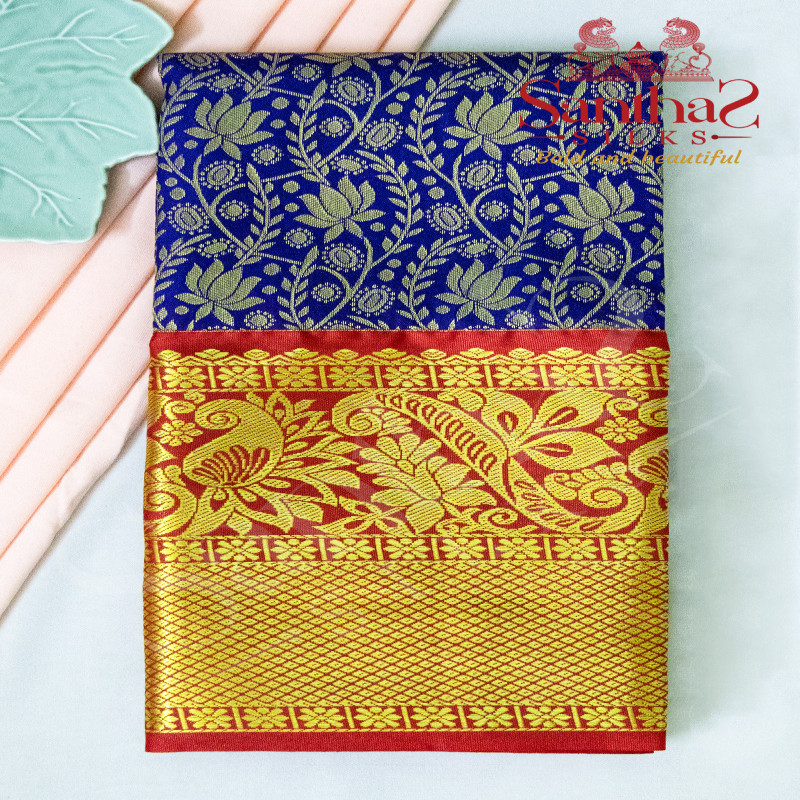VIOLET COLOUR BODY IN FLORAL PATTERN WITH CONTRAST BLOUSE & BORDER