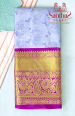 LAVENDER COLOUR BODY IN FLORAL PATTERN WITH CONTRAST BLOUSE & BORDER