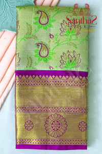 green-colour-body-in-tissue-floral-pattern-with-contrast-blouse-border