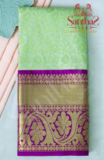 PISTA GREEN BODY IN FLORAL PATTERN WITH CONTRAST BLOUSE & BORDER